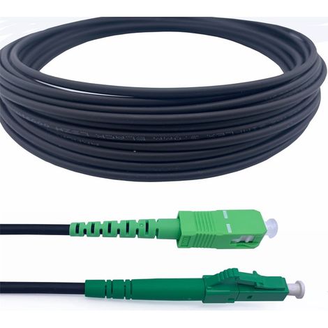 Elfcam Glasfaserkabel 50m SC/APC auf LC/APC – OS2 Singlemode Simplex 9/125 µm, LSZH, Stahlarmiert, Schwarz – Für Innen- & Außenbereich geeignet (1/5)