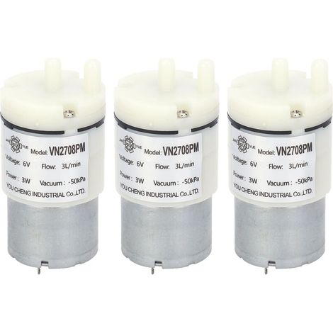 Jeffergarden Micro pompe à membrane, 3 pièces, Mini moteur à eau et Air sous vide pour aquarium, DC 6V (VN2708PM) (1/5)
