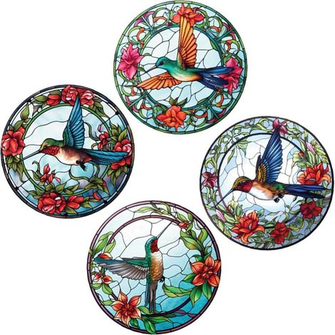 Autocollant Anti-Collision Pour Fenêtre Autocollant Décoratif Amovible Avec Motifs D'Oiseaux Film Adhésif Laisse Passer La Lumière Pour Chambre À Coucher 4 Pièces (1/5)