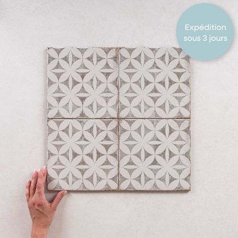 Carrelage effet ciment 20x20cm – Grès cérame émaillé – Finition mate – Surface lisse – Pour intérieur/extérieur – 0,52m² par boîte