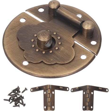 Rundes, geprägtes Kupferschloss für Vintage-Holzkisten, dekorativer Verschluss für Wein- oder Hochzeitskisten, Bronze-Finish. (1/5)