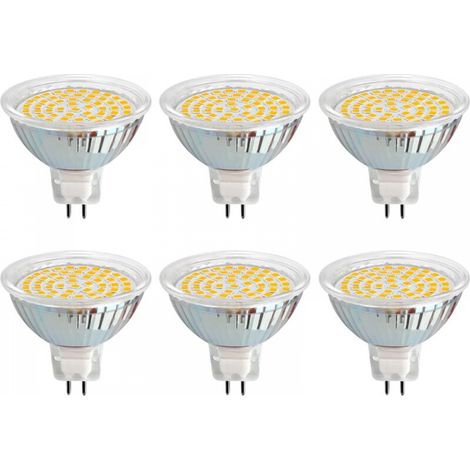 Ampoule GU5.3 LED 12V 5W Blanc Froid 6000K, Ø50mm, 120 Degrés, Équivalent GU5.3 35W 50W, 500LM, AC/DC 12V, Spot LED MR16 GU5.3 pour Cuisine/Salle de Bain/Armoire, Non-dimmable, lot de 6 (1/5)