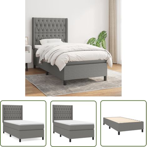 The Living Store Boxspringbett mit Matratze Dunkelgrau 100x200 cm Stoff - Boxspringbett - Doppelbett - Bettenrahmen - Matratze - Nachttisch (1/5)