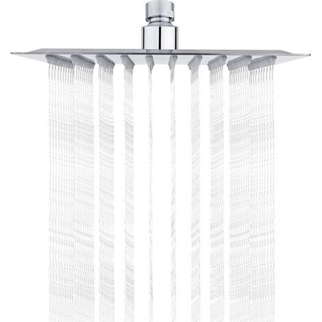 Duschkopf aus Edelstahl, 20 cm quadratisch, 1/2"-Universal-Regenschlauchanschluss, 360° drehbar (1/4)