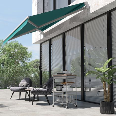 Store-roulant en métal aluminium manivelle d’extérieur - Dimensions: 4x2,5 m - Couleur: Vert foncé