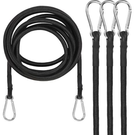 4er-Set verstellbare Metall-Gummiseile, extra starke Gepäckgurte für Auto, Fahrrad, Camping und Reisen – 100 cm – Schwarz