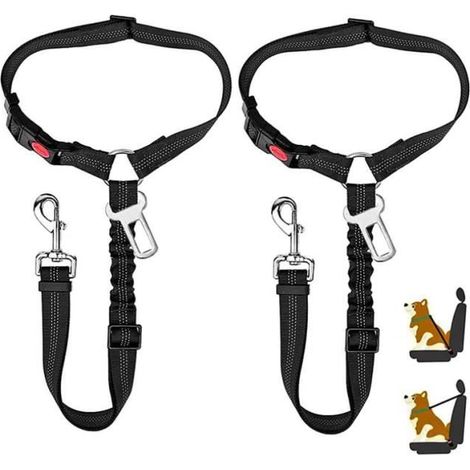 Ceinture Chien Voiture - Trois en Un - Attache Chien Voiture - Universel - Blanc (1/4)