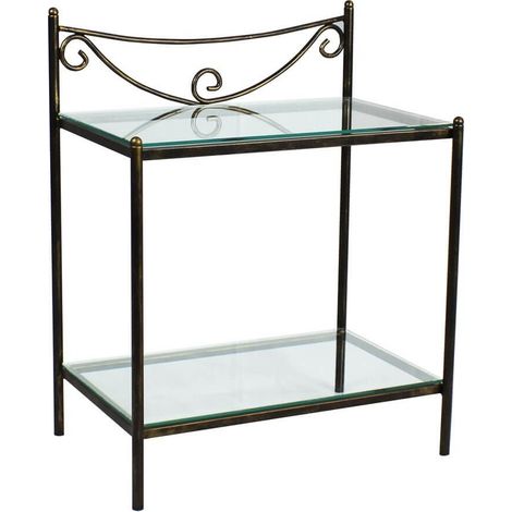 Comodino in Ferro Battuto Liberty Colori Ferro: Azzurro - Shabby Chic - Dimensioni comodini: 52 x 32 H.58 (1/3)