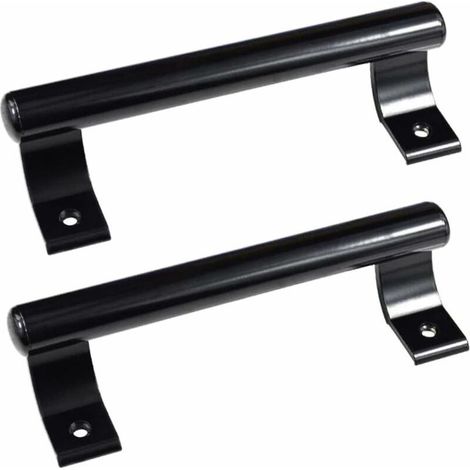 Poignée de porte coulissante en aluminium 200mm Poignée de porte en verre pour balcon Poignée de porte pour meuble de salle de bain Poignée en métal moderne (2 pièce noir ) (1/5)
