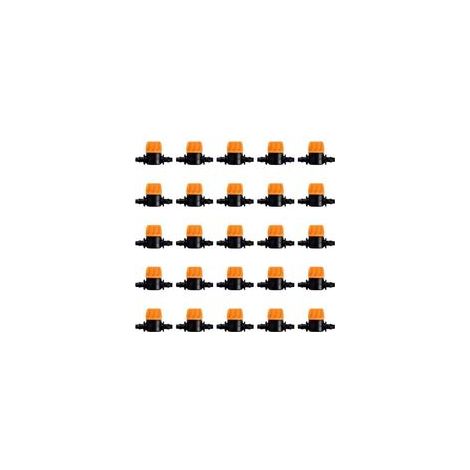25 Pièces 4/7 Vanne D'irrigation, Mini Valves de Contrôle pour Tuyau d'arrosage 4/7mm, Valves d'arrêt Cannelées 1/4 Pouce Tuyau d'irrigation Goutte à Goutte, Mini Tuyau Vanne d'eau Travers