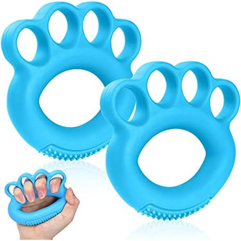 Poigne-main renforcé, 2x extenseur de force de préhension, exerceur de main en silicone bleu, appareil d'entraînement musculaire sportif, anti-stress et récupération après blessure