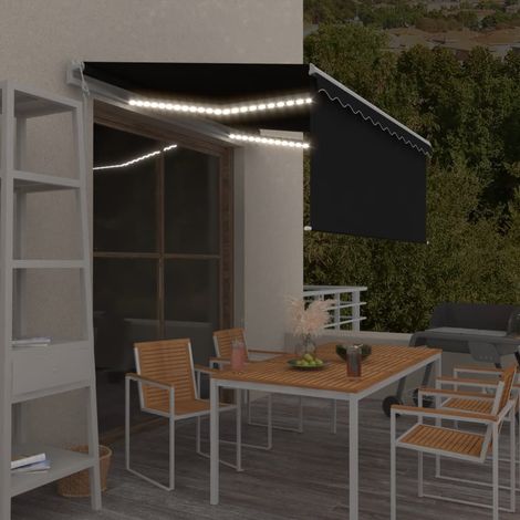 Store banne-Auvent automatique capteur de vent et LED 3x2,5 m Anthracite (1/5)