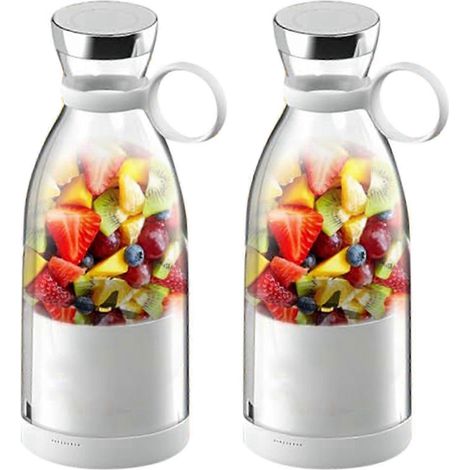 2X Blender à jus portable rechargeable avec gobelet de voyage et couvercle pour préparer des jus et des smoothies 420 ml A (1/5)