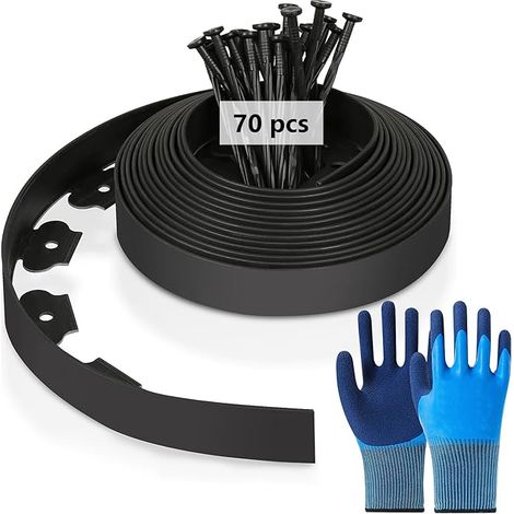 Bordure Jardin Exterieur Hauteur avec Ancrages au Sol Paire de Gants Plastique Bordurette Flexible noir15 (1/5)