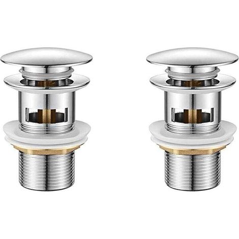 vidage Salle de Bain, Bonde de Lavabo Pop Up, Chromé, Argent (1/4)