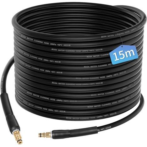 Ulisem 15M Flexible Tuyau pour Kärcher K2 K3 K4 K5 K6 K7 Nettoyeur Haute Pression Accessoires Rallonge Tuyau de Rechange Pièces Détachées Tuyau D'extension avec Connecteur Rapide Poignée (1/4)