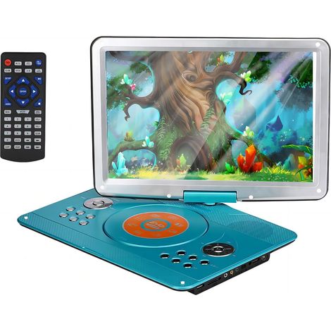 Lecteur DVD Portable de 16,9" avec écran LCD HD de 14,1" avec contrôleur Haute résolution Batterie Rechargeable Grand écran Lecteur DVD pour Voiture (Vert) (1/5)