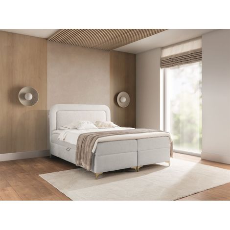 Boxspringbett Schlafzimmerbett WILLOW 200x200cm Stoff Puente Hellgrau (1/2)
