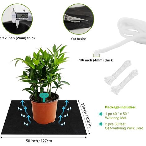 ORIMERC Tapis d'arrosage des plantes 101 x 127 cm et 18 m de corde d'arrosage pour commencer à semer, corde d'arrosage pour arroser automatiquement les plantes (1/4)