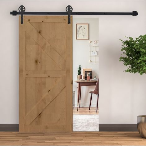Kit de rail pour porte coulissante 200 cm en acier noir, gain de place pour petits espaces – MEUBLIV (1/5)