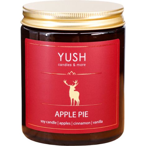 Bougie parfumée à la tarte aux pommes, à la cannelle et à la vanille (180 ml) (1/4)