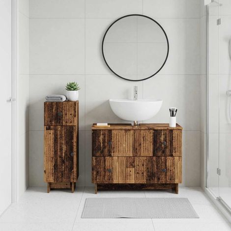vidaXL 2 Piece Bathroom Cabinet Set EDE Old Wood Engineered Wood (1/5)