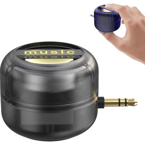 Amplificador de altavoz portátil 5X, mini teléfono móvil con 3,5 mm y USB tipo C, sonido Plug & Play para música/llamadas en smartphones y tabletas (negro, 3,5 mm) (1/5)
