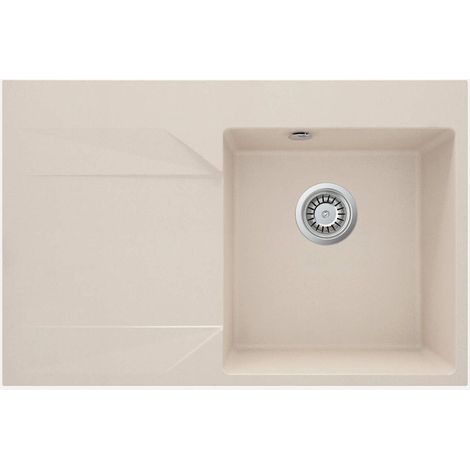 Lavello cucina in granito con 1 vasca e gocciolatoio a sinistra 76x50 cm beige - Kalo