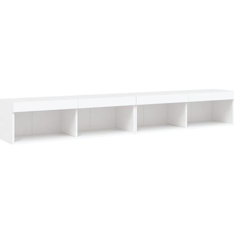 Mobile TV multimediale scaffale TV credenza TV sala da pranzo soggiorno camera da letto con luci LED 2 pezzi 100 x 30 x 30 cm bianco 020028828