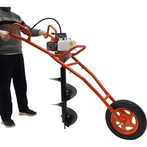 63CC Excavadora de Postes 3HP Motor a Gas Barrena de tierra con broca de 11" para perforación de vallas Jardín Plantación de árboles (Rojo)