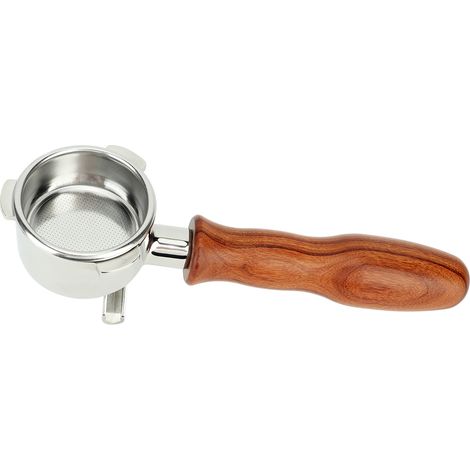 Porte-filtre double café 54mm pour machine Breville 870/880, extraction double flux, bois rouge, filtre inox compatible (1/5)