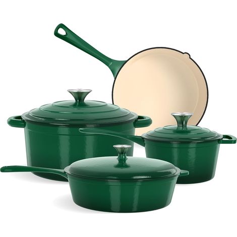 7 Piece Enamelled Cast Iron Induction Cookware Set (1/5)