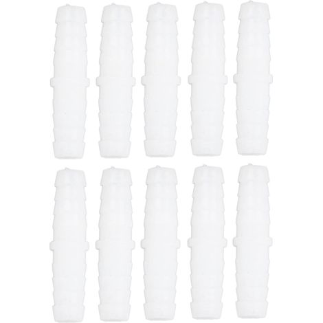 10 Pièces en Plastique Tuyau Raccord Barbelé Droit égal Barbelé épisseuse Raccord Tuyau Tuyau Joint Union Adaptateur pour Air Eau Carburant Blanc(14-14mm through) (1/5)
