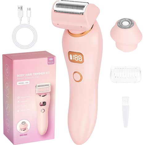 Épilateur Électrique Femme, 2-En-1 Ipx7 Étanche Sans Fil Rasoir Électrique Humide Et Sec, Tondeuse Bikini Avec Écran Led, Tondeuse à Cheveux Rechargeable Pour Visage, Bras, Jambes, Aisselles (1/5)