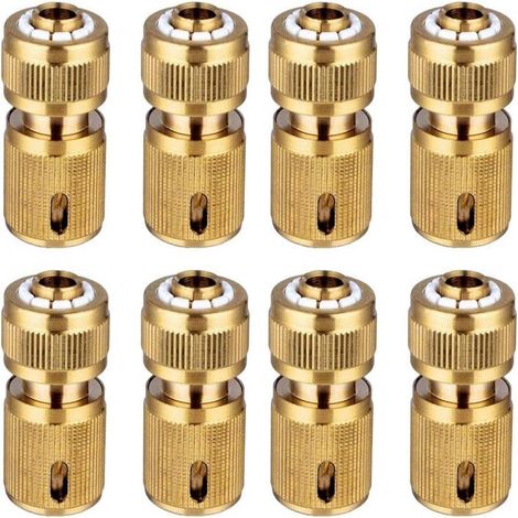 Adaptateur Tuyau Arrosage - Raccord Rapide Laiton 1/2 Pouces - Pour Jardinage et Lavage Voiture - Lot de 8