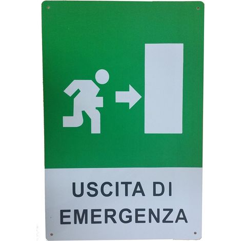 TrAdE Shop Traesio - Cartello Uscita Di Emergenza Freccia A Destra Segnaletica Direzionale Sicurezza -