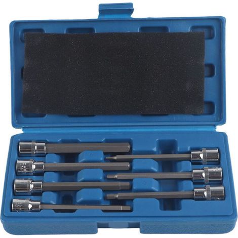 Jeu De Douilles Hexagonales Extra Longues 7 Pieces Kit Outils Reparation Entrainement 3 4 5 6 7 8 10mm (1/4)