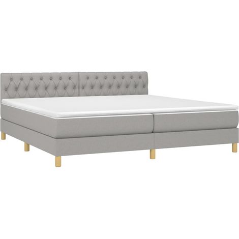 Struttura letto LED con coprimaterasso testiera boxspring 200x200 cm tessuto grigio chiaro TDL0207777