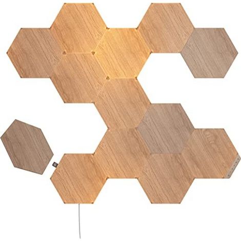 Nanoleaf Elements Starter Kit, 13 Esagoni Luminosi LED Effetto Legno Smart - Applique da Parete Interno Modulari, Luci Led Dimmerabile WiFi, Funziona con Alexa, Sincronia Musicale, Decorazioni Casa (1/5)