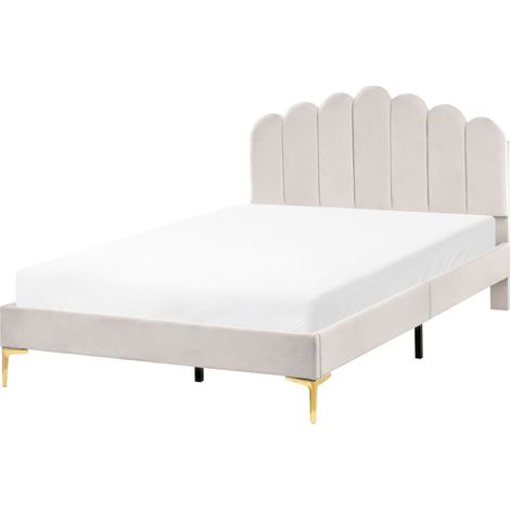 Bed Velvet SAUVIAN 120 x 200 cm (EU Small Double) Off-White (1/5)