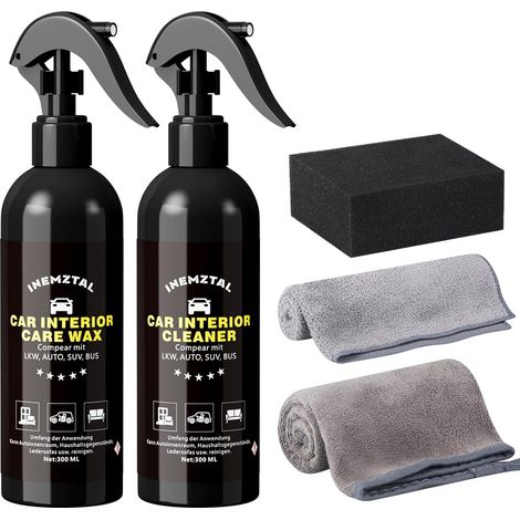 car interior cleaning set, deep cleaning of all materials integrated into the vehicle, contains 300 ml interior cleaner 300 ml interior care wax (1/5)