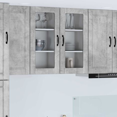 Küchenschrank 2 pcs Beton Grau 40 x 31 x 80 cm Holzwerkstoff