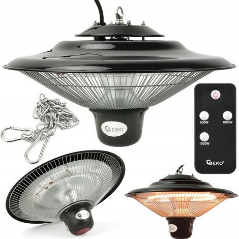 Geko Lampa radiateur infrarouge noir 1500W extérieur (1/3)