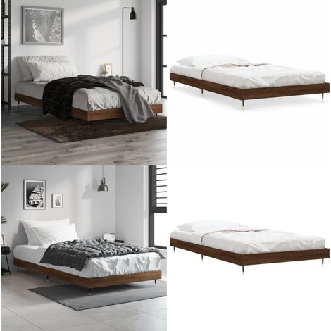 Bettgestell ohne Matratze Braun Eiche 100x200 cm Holzwerkstoff - Holzbettfassungen - Doppelbett Gestell - Eichenoptik Bett - Massivholzbette - Bettgestell Braun - Home & Living (1/5)