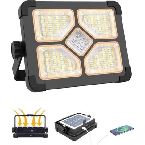 Projecteur LED rechargeable 150 W avec télécommande, lampe de travail LED portable avec batterie 15 000 mAh, 5 modes/296 LED/P (1/3)