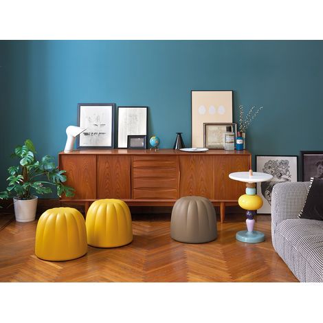 Gelee Grigio argilla pouf originale slide di design per giardino esterno interno colorata moderna poliuretano made in Italy sedia seduta poltrona