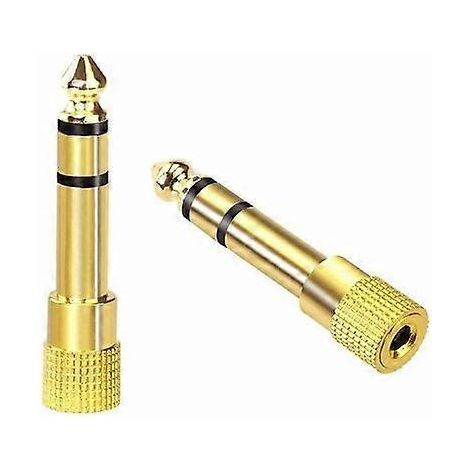Adaptateur jack audio stéréo VCE 6,35 mm mâle vers 3,5 mm femelle, plaqué or, lot de 2. (1/5)