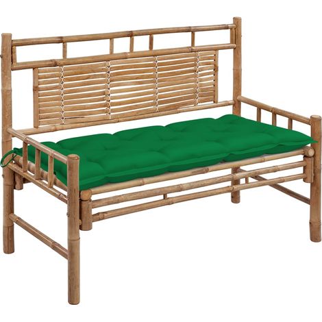 Banc de jardin avec coussin 120cm Bambou 24 (1/5)