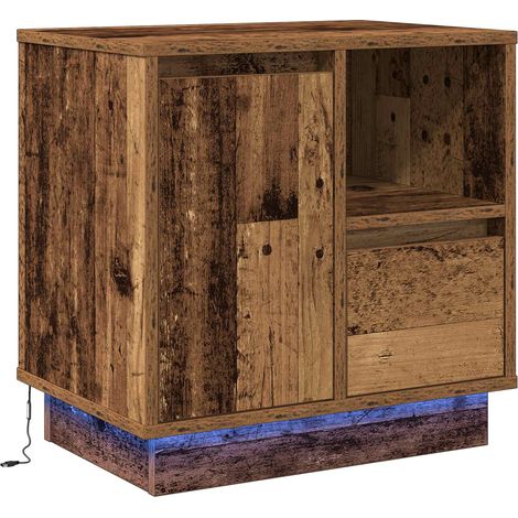 Maison Exclusive - Nachttisch mit LED Altholz 50 x 34,5 x 50 cm H
