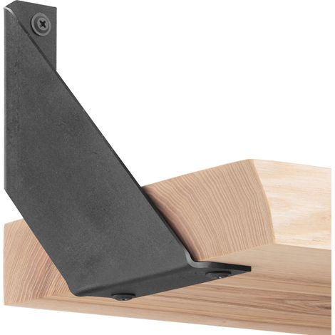 HOLZBRINK Support d’étagère en métal, équerre pour étagère murale Acier Brut, 150x150x30 mm, forme V, kit de montage inclus, 6 pcs, HLR-V-150-0000